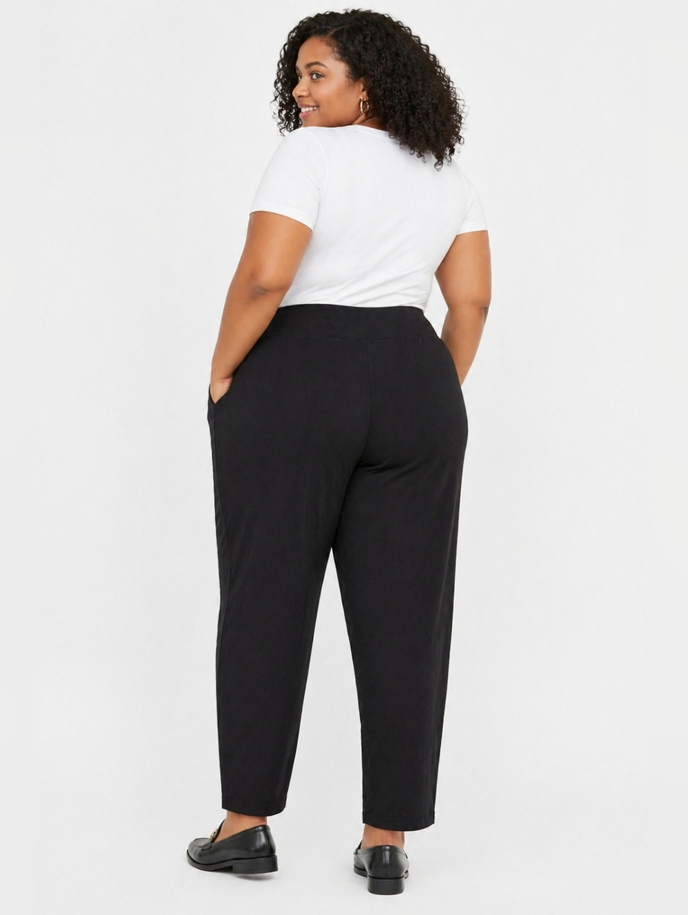 ASOS Plus Size Black Pull-On Tapered Pants Size 24 - Picture 2 of 5